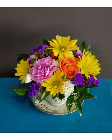 Cozy Teacup Flower Arrangement