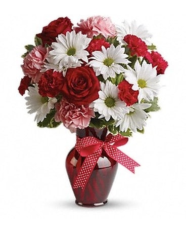 Hugs and Kisses Bouquet with Red Roses Flower Arrangement