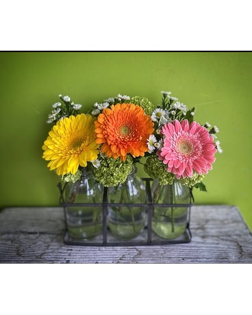 Gerbera bottles Flower Arrangement