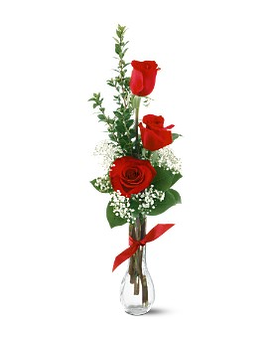 3 Red Roses Flower Arrangement