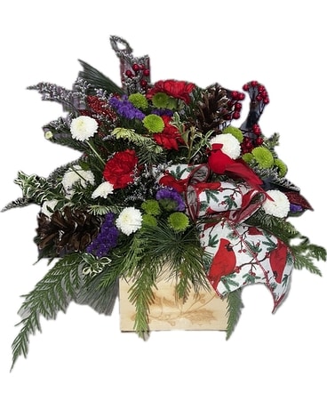 Red Cardinal Centerpiece Flower Arrangement