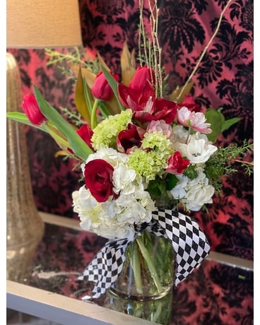 Premium Harlequin Christmas Flower Arrangement
