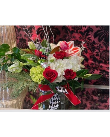 Harlequin Christmas Flower Arrangement