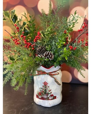 Holiday “Spode” Inspired Design Flower Arrangement