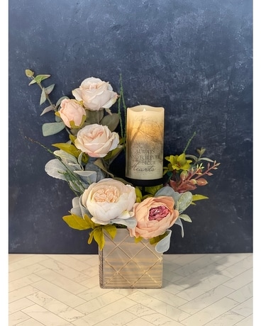 Silk Faux Cabbage Rose LED Candle Design Custom product