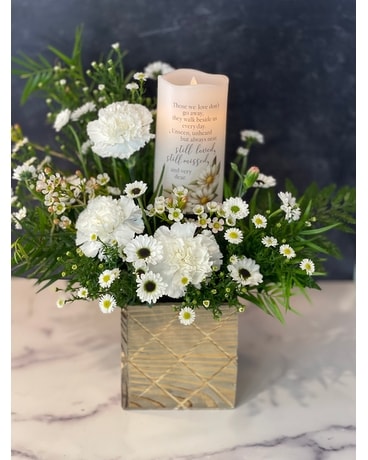 Still Loved, Still Missed LED Candle Design Flower Arrangement