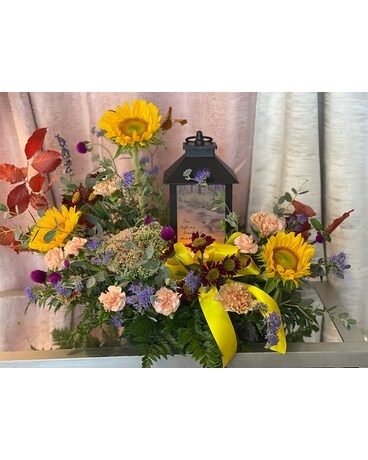 Fall Fresh Floral Lantern Flower Arrangement