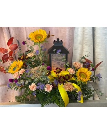 Fall Fresh Floral Lantern Flower Arrangement