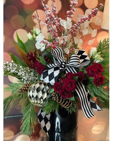 Heritage Merry McKenzie Winter Cylinder Flower Arrangement