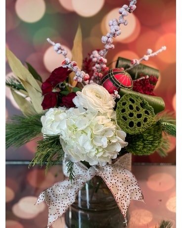 Heritage Holiday Merry Cylinder Flower Arrangement