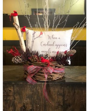 Cardinal Pillow Design Funeral Arrangement
