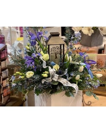 Family Chain Lantern Blue Floral Design Funeral Arrangement