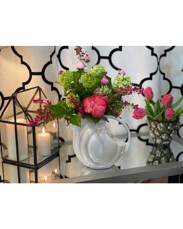 Mom's English Brunch Pitcher Flower Arrangement