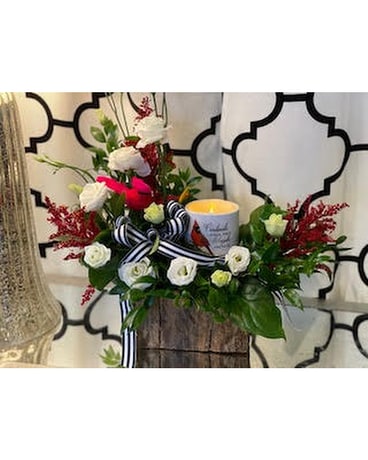 Warmth and Remembrance Keepsake- Cardinals Basket Arrangement