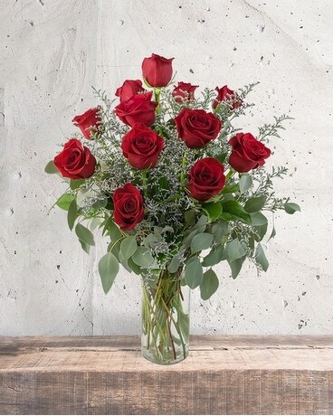 Elegance and Grace Dozen Roses Flower Arrangement