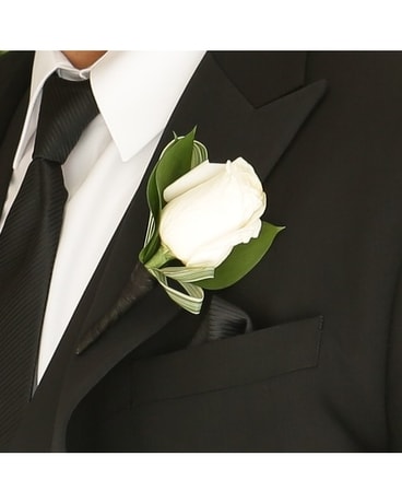 White Rose Boutonniere Boutonniere