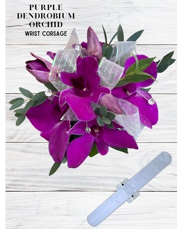 Dendrobium Orchid Wrist Corsage - Purple Corsage