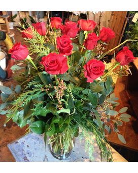 One Dozen Premium Red Roses Flower Arrangement