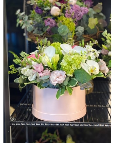 Pink Box Flower Arrangement