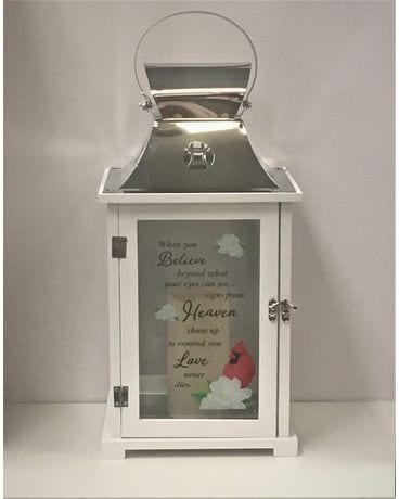 Sympathy Lantern w/Cardinal Sympathy Arrangement