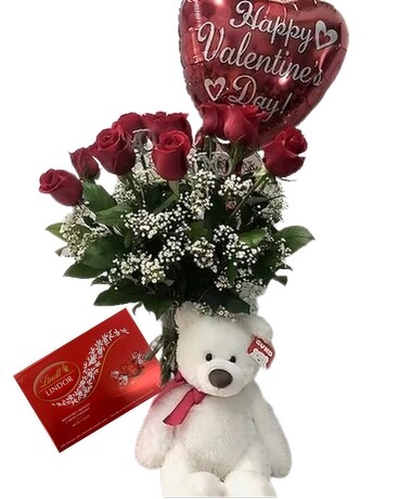 Valentine Dream with GUND Bear Flower Arrangement