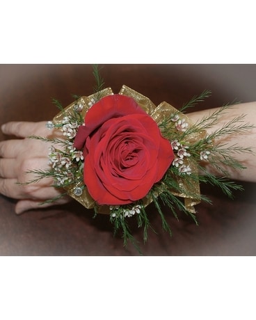 Red rose wristlet Corsage