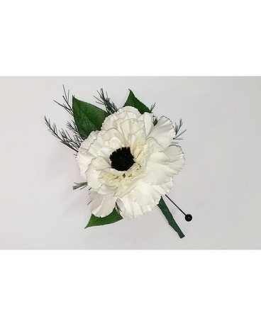 Black and White boutonniere Boutonniere
