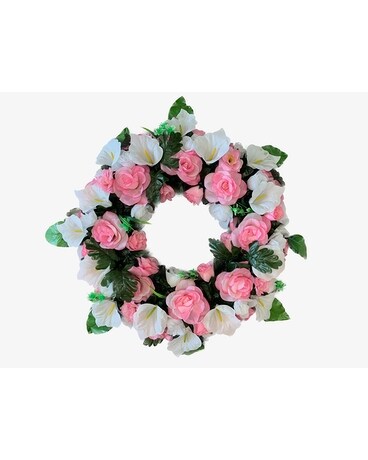 Artificial Pink Roses Wreath Wreath