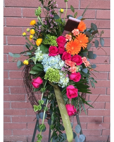 Vibrant Color Easel Flower Arrangement