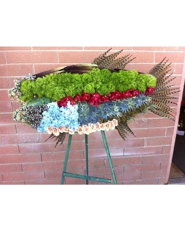 Custom Fish Funeral Tribute Flower Arrangement