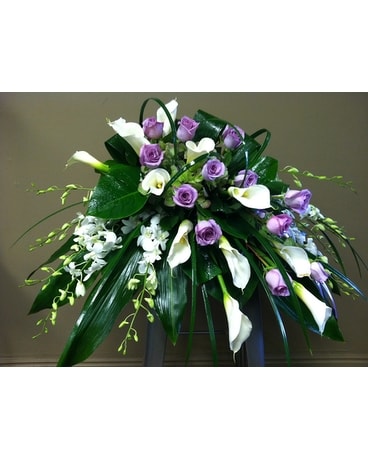 Elegant Calla Lily Casket Flower Arrangement