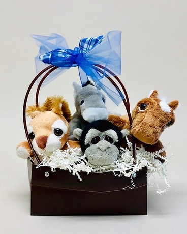 Little Guy Cuddle Critter Gift Set Flower Arrangement