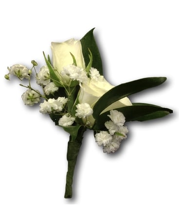 White Spray Rose Boutonniere Boutonniere