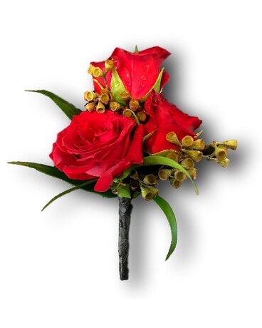 Red Spray Rose Boutonniere Boutonniere