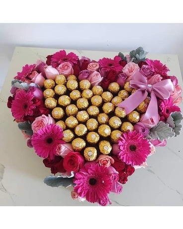 Medley of Flowers with Chocolates Flower Arrangement