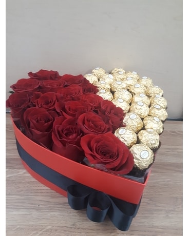 Roses are Red Chocolate is Gold ! Flower Arrangement