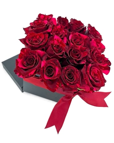 Red Panther Box of Roses Flower Arrangement