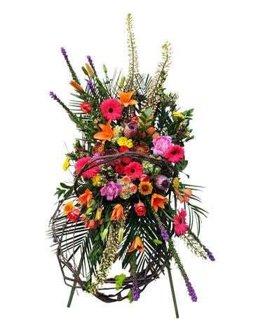 Shattered Grapevine Bright Colors Flower Arrangement
