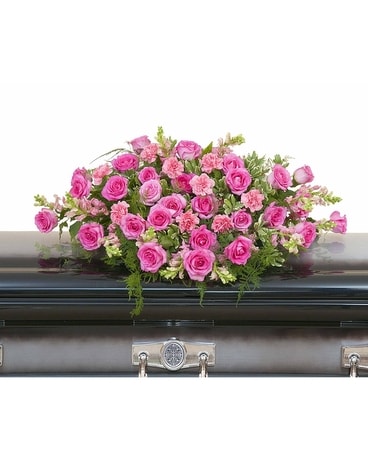 Peaceful Pink Casket Spray Flower Arrangement
