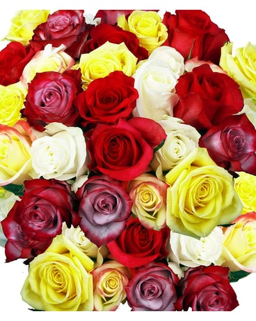 Assorted Roses Wrapped Flower Arrangement