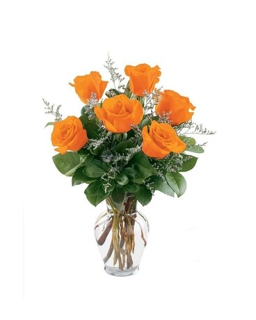 Half Dozen Orange Roses Flower Arrangement