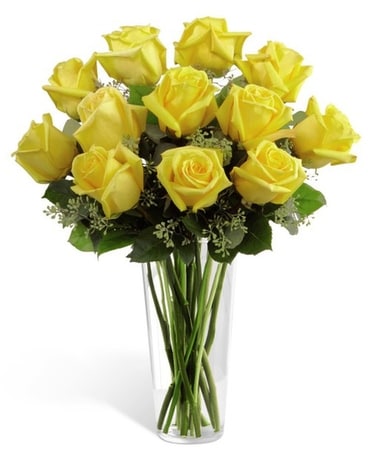 Sunny Yellow Roses Flower Arrangement
