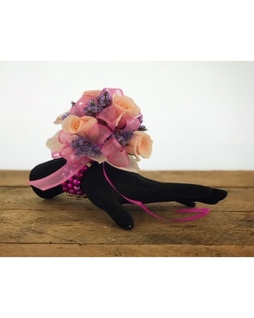 Purple Metallic Bracelet Flower Arrangement