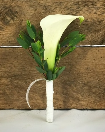 White Calla Boutonniere Flower Arrangement