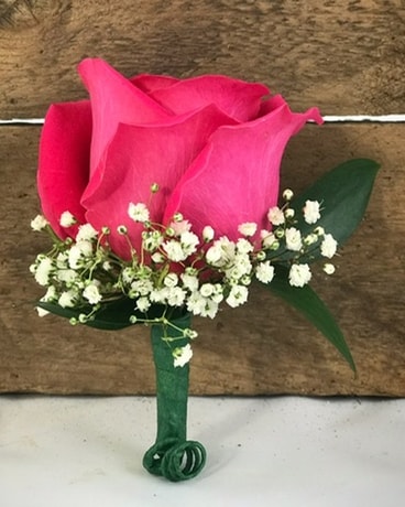 Hot Pink Rose Boutonniere Flower Arrangement