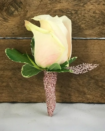 Rose Gold Boutonniere Flower Arrangement