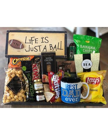 Best Dad Football Snack Basket Flower Arrangement