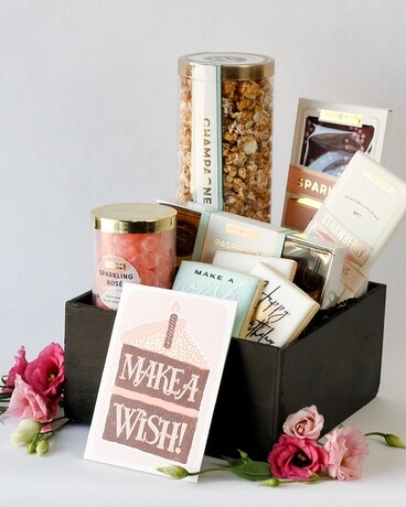 Candied Champagne Birthday Box Gift Basket