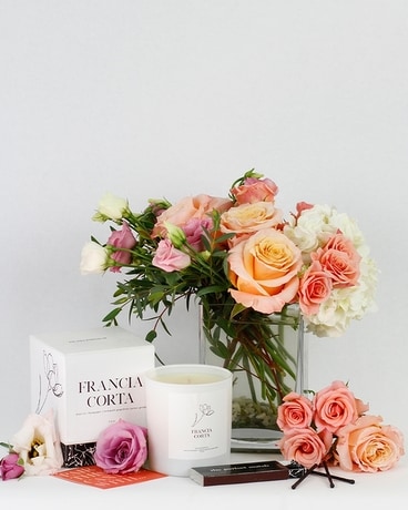 Flowers & Fragrance Set // Grapefruit + Peony Flower Arrangement