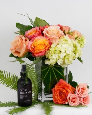 Flowers & Fragrance Set // Orange + Wild Herbs Flower Arrangement